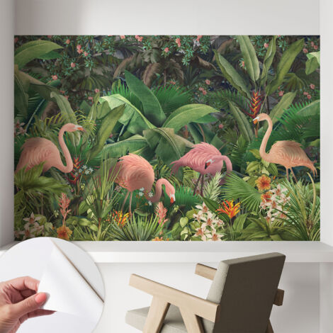 Fotomurale adesivo - parete decorativa - decorazione casa - stile moderno parete - Fenicotteri rosa 104x70 cm