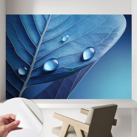 Fotomurale adesivo - parete decorativa - decorazione casa - stile moderno parete - Foglia blu 104x70 cm