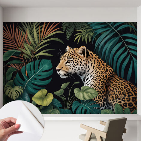 Fotomurale adesivo - parete decorativa - decorazione casa - stile moderno parete - Leopardo esotico 152x104 cm