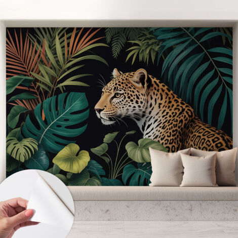 Fotomurale adesivo - parete decorativa - decorazione casa - stile moderno parete - Leopardo esotico 208x146 cm