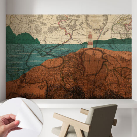 Fotomurale adesivo - parete decorativa - decorazione casa - stile moderno parete - Mappa storica 104x70 cm
