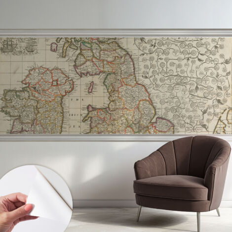 Fotomurale adesivo - parete decorativa - decorazione casa - stile moderno parete - Mappa storica 250x104 cm