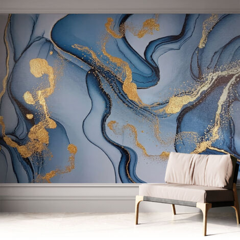 Fotomurale adesivo - parete decorativa - decorazione casa - stile moderno parete - Onde blu 312x219 cm
