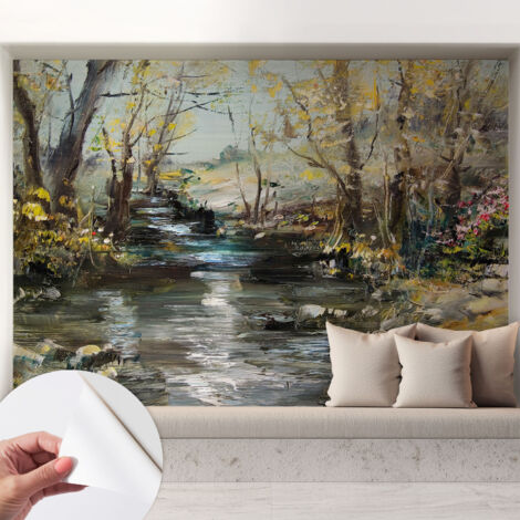Fotomurale adesivo - parete decorativa - decorazione casa - stile moderno parete - Ruscello nel bosco 208x146 cm