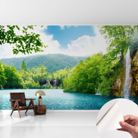 Fotomurale adesivo stickers - murali decorativo - soggiorno moderno - effetto realistico - Cascata naturale 416x254 cm