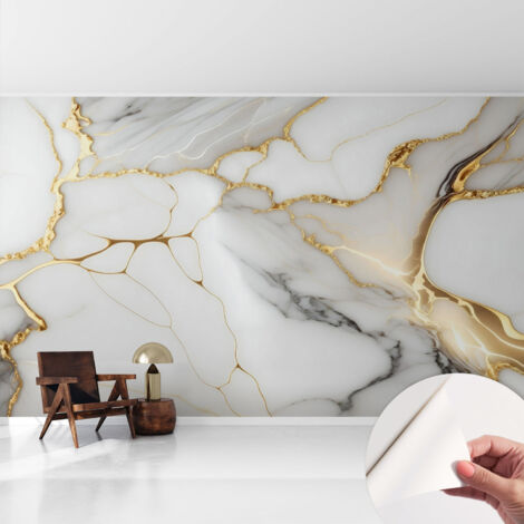 Fotomurale adesivo stickers - murali decorativo - soggiorno moderno - effetto realistico - Eleganza del marmo 416x254 cm