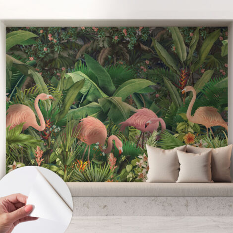 Fotomurale adesivo stickers - murali decorativo - soggiorno moderno - effetto realistico - Fenicotteri rosa 208x146 cm