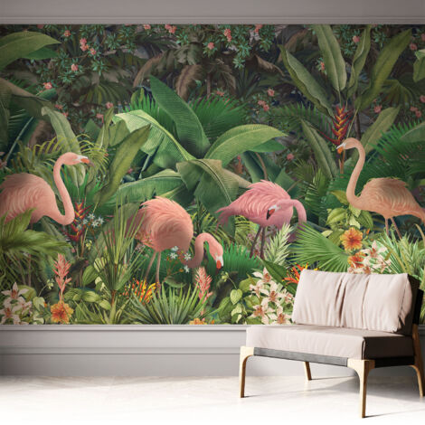Fotomurale adesivo stickers - murali decorativo - soggiorno moderno - effetto realistico - Fenicotteri rosa 312x219 cm