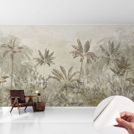 Fotomurale adesivo stickers - murali decorativo - soggiorno moderno - effetto realistico - Giungla tropicale 416x254 cm