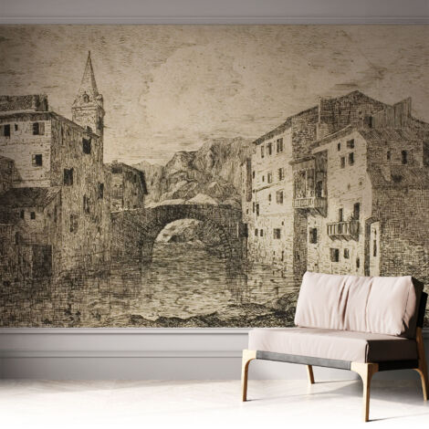 Fotomurale adesivo stickers - murali decorativo - soggiorno moderno - effetto realistico - Panorama urbano 312x219 cm