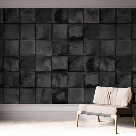 Fotomurale adesivo stickers - murali decorativo - soggiorno moderno - effetto realistico - Piastrelle grigie 312x219 cm
