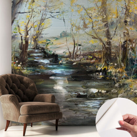 Fotomurale adesivo stickers - murali decorativo - soggiorno moderno - effetto realistico - Ruscello nel bosco 250x250 cm