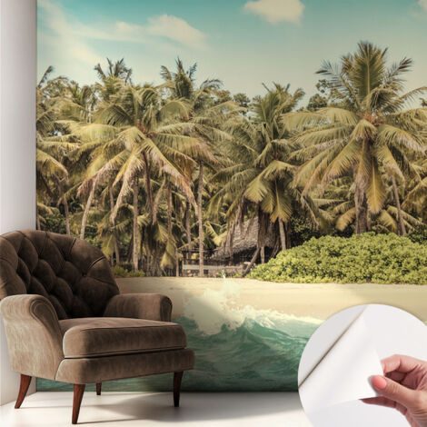 Fotomurale adesivo stickers - murali decorativo - soggiorno moderno - effetto realistico - Spiaggia tropicale 250x250 cm
