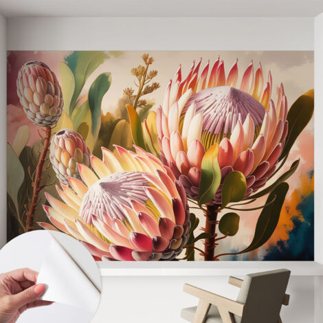 Fotomurale adesivo stickers - per camera da letto - per corridoio - decorazione casa moderna Fiori di protea 152x104 cm