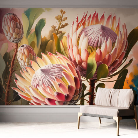 Fotomurale adesivo stickers - per camera da letto - per corridoio - decorazione casa moderna Fiori di protea 312x219 cm
