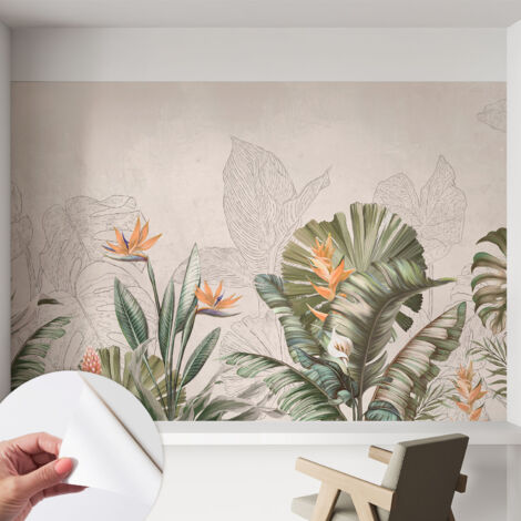 Fotomurale adesivo stickers - per camera da letto - per corridoio - decorazione casa moderna Fiori tropicali 152x104 cm