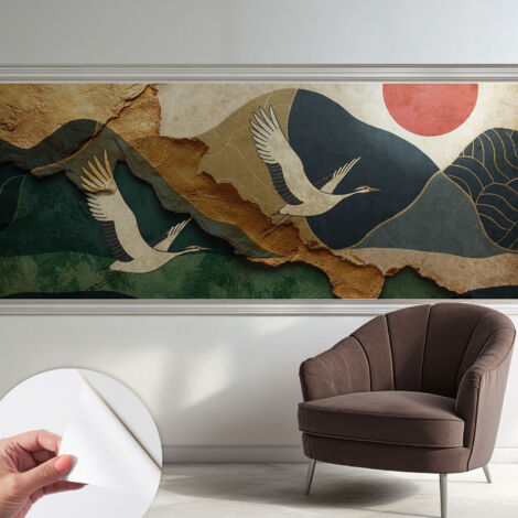 Fotomurale adesivo stickers - per camera da letto - per corridoio - decorazione casa moderna Gru all'alba 250x104 cm