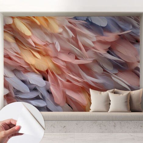 Fotomurale adesivo stickers - per camera da letto - per corridoio - decorazione casa moderna Piume pastello 208x146 cm