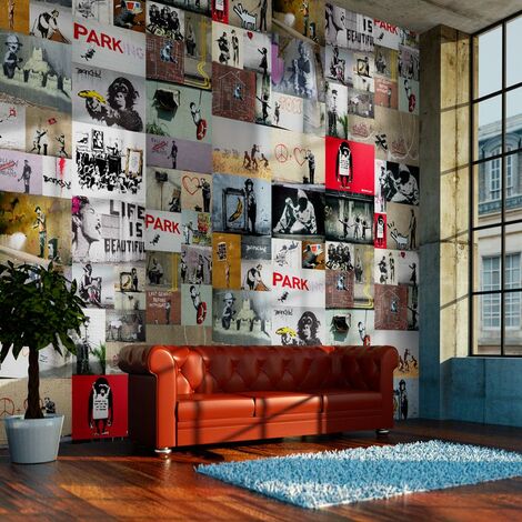 Fotomurale - Banksy - Collage 50X1000 cm Carta da Parato Erroi