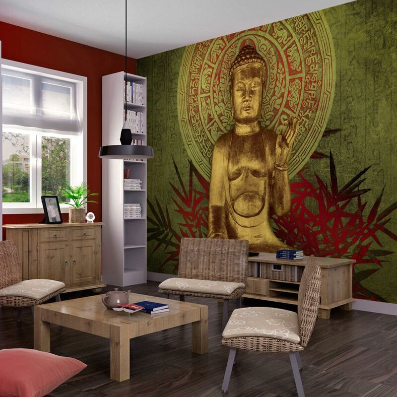 Fotomurale - Buddha Dorato 200x154cm Carta da