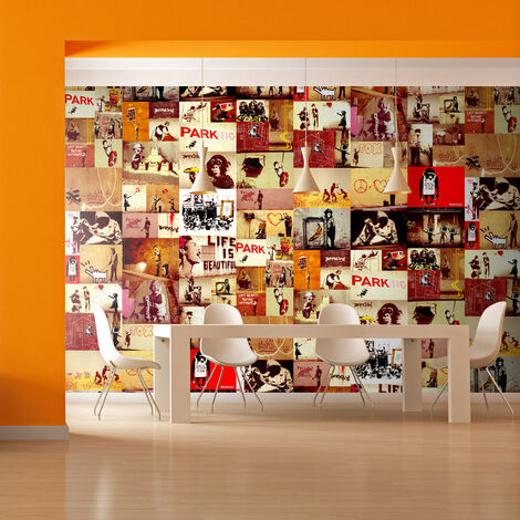 Fotomurale Collage Banksy cm 50x1000 Artgeist