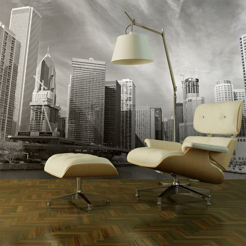 Erroi - Fotomurale - Panorama di Chicago Bianco e