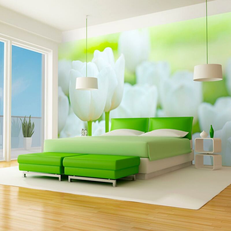 Fotomurale - Un Campo di Tulipani Bianchi