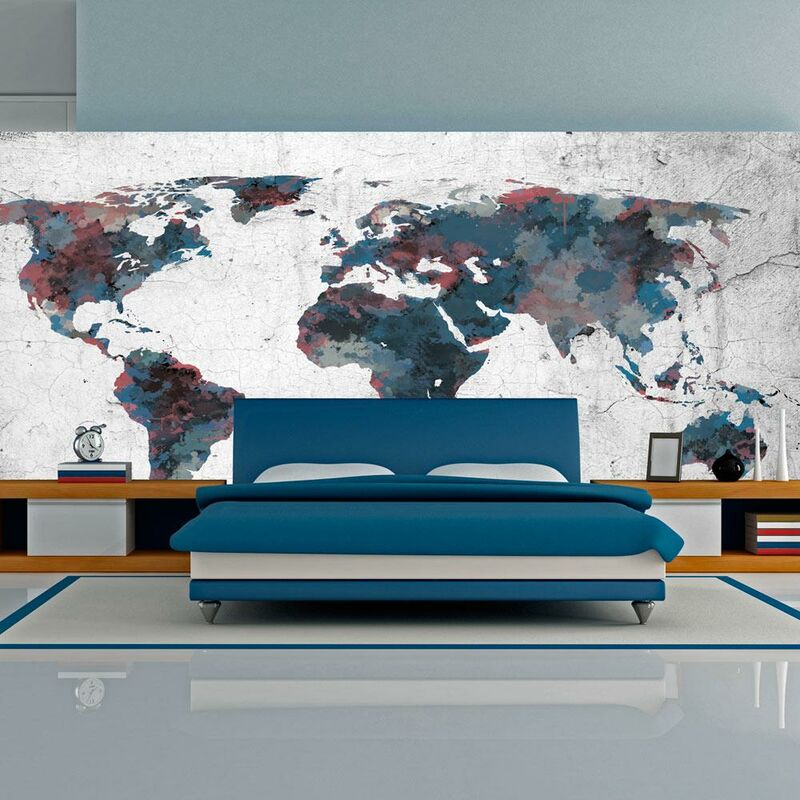Fotomurale - World Map On The Wall 550x270cm Carta...