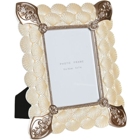 Fotorahmen dkd home decor 22,8 x 2,6 x 28,6 cm Kupfer Glas white Harz romantisch