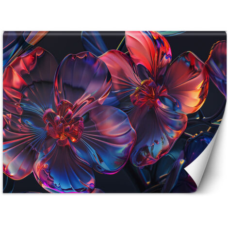 Fototapete 3D-Glas-Makro-Blumen 100x70 cm