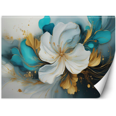 Fototapete Abstrakte Blume Türkis 100x70 cm