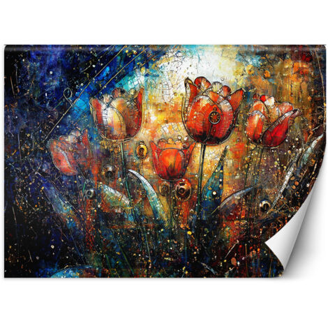 Fototapete Abstrakte Blumen Bunt 100x70 cm