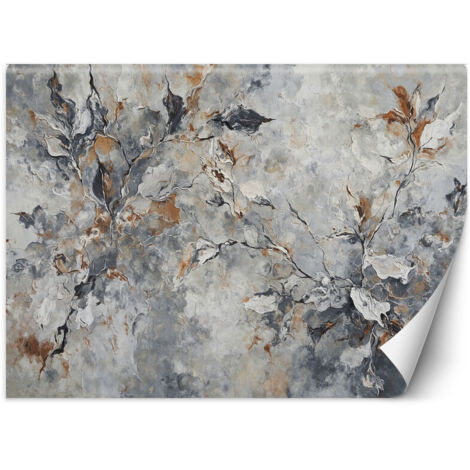 Fototapete Abstrakte Botanik Grau Gold 100x70 cm
