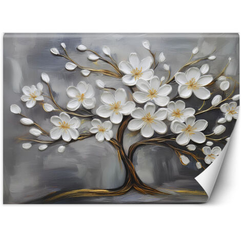 Fototapete Abstrakter Baum und Blumen 150x105 cm