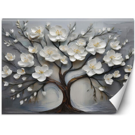 Fototapete Abstrakter gemalter Baum 100x70 cm