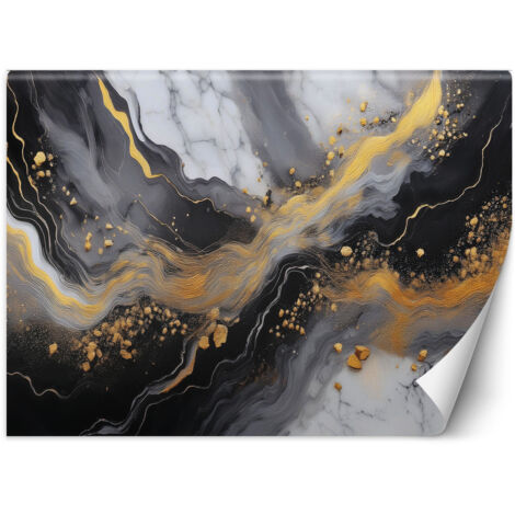 Fototapete Abstraktion Marmor Gold Schwarz 100x70 cm