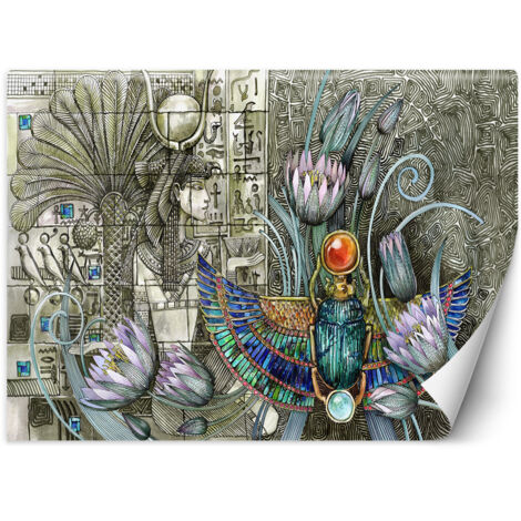 Fototapete Ägyptische Hieroglyphen und Skarablen 100x70 cm