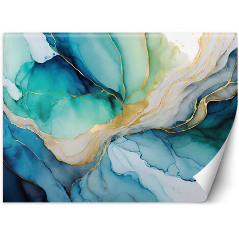 Fototapete Aquarell Abstraktion Blau 100x70 cm