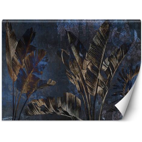 Fototapete Bananenblätter Gelb Blau 100x70 cm