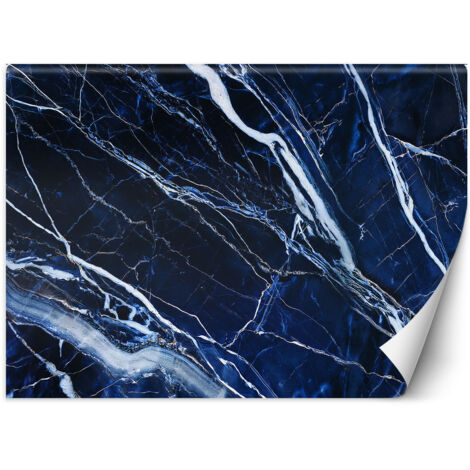 Fototapete Blau Weiß Marmor Textur 100x70 cm