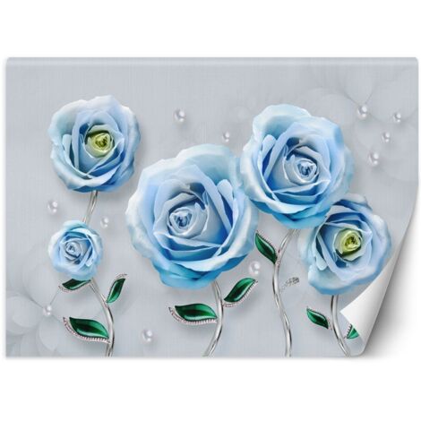 Fototapete Blaue Rosen Blumen 3D 100x70 cm