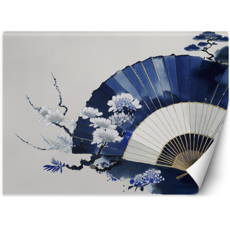 Fototapete Blauer japanischer Fächer 100x70 cm