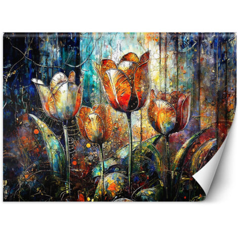Fototapete Blumen Abstrakt Bunt 100x70 cm