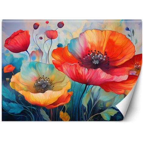 Fototapete Blumen Mohnblumen Abstraktion 100x70 cm