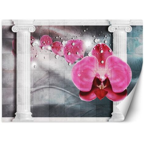 Fototapete Blumen Orchidee 3D Säulen 100x70 cm