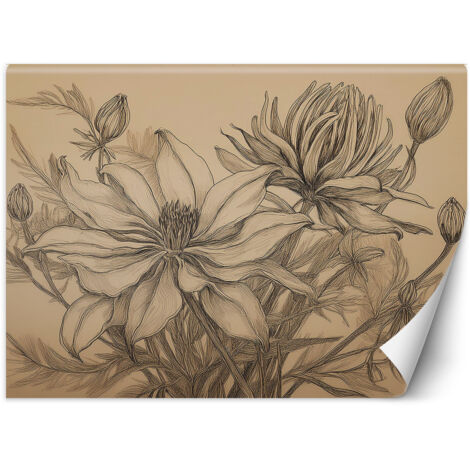 Fototapete Blumen Pflanzen Beige 100x70 cm