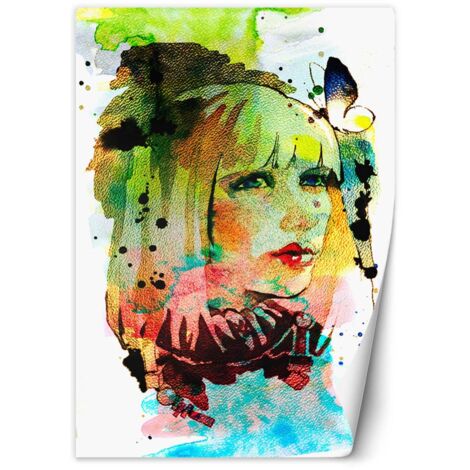 Fototapete Bunt Frau Porträt Aquarell 200x280 cm
