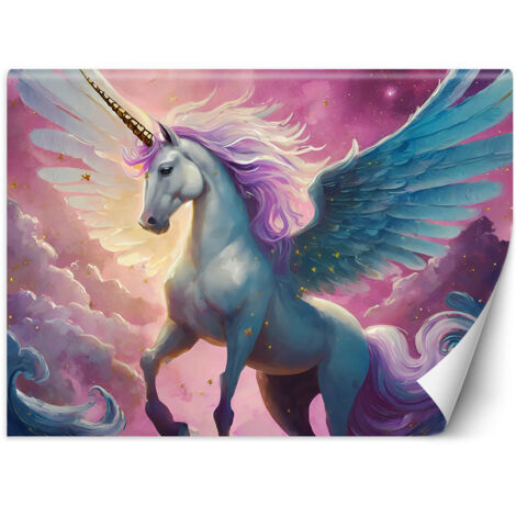 Fototapete Buntes Einhorn 100x70 cm