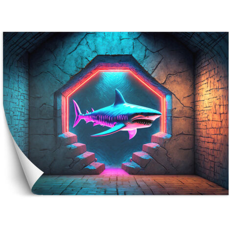 Fototapete Delphin Tiere Neon 100x70 cm