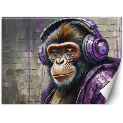 Fototapete DJ Monkey Lila 100x70 cm